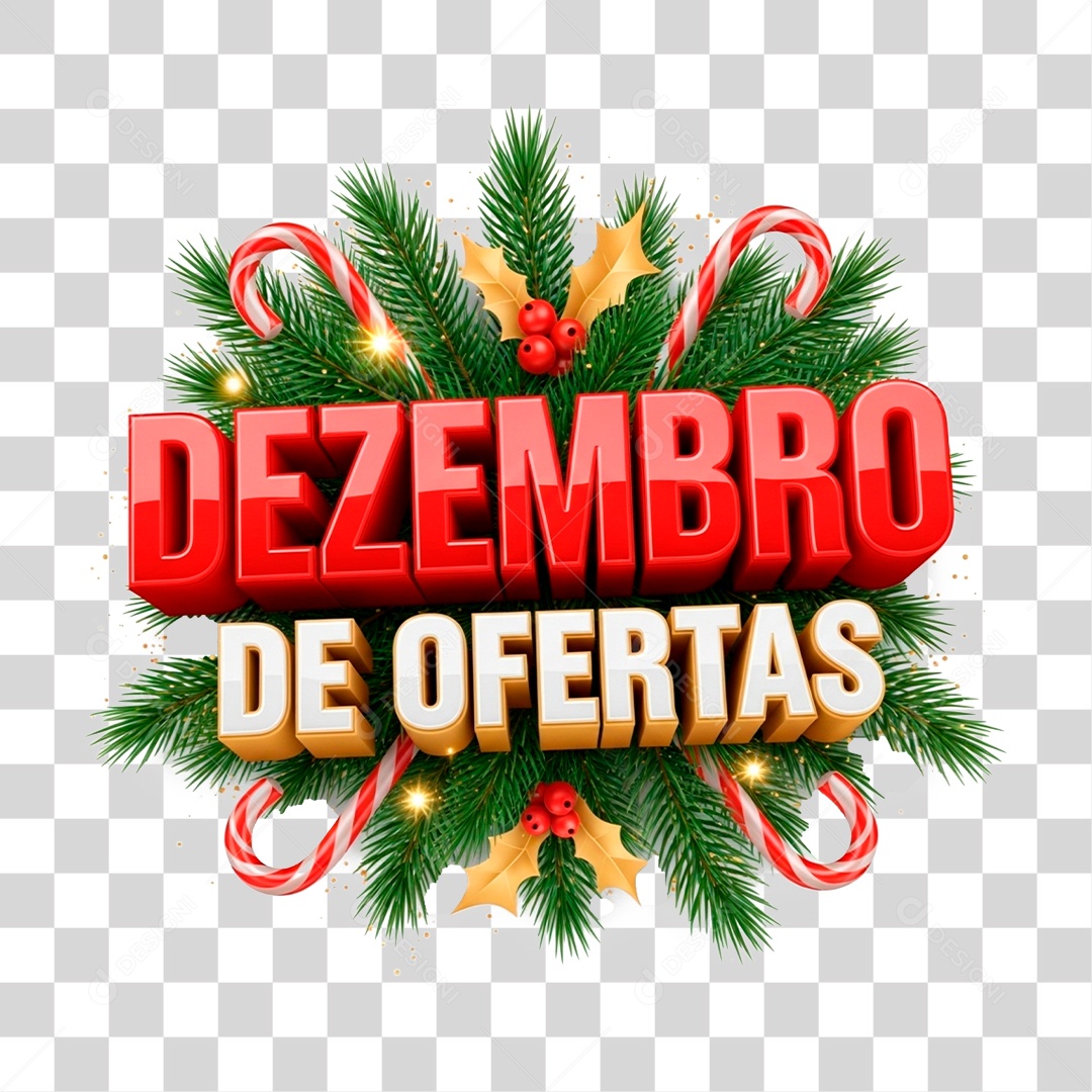 Selo 3D Dezembro de Ofertas PNG Transparente