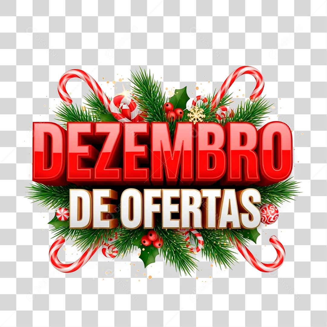 Selo 3D Dezembro de Ofertas PNG Transparente
