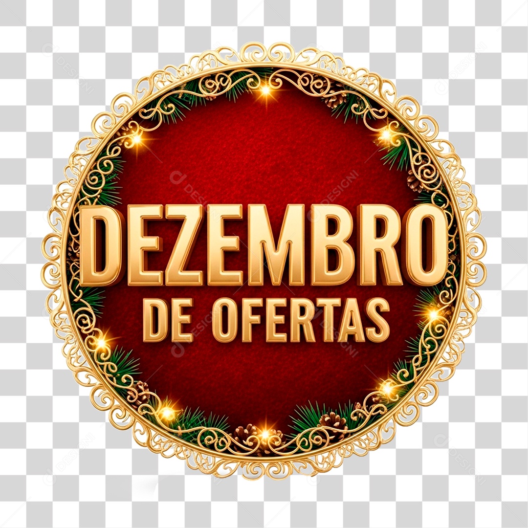 Selo 3D Dezembro de Ofertas PNG Transparente