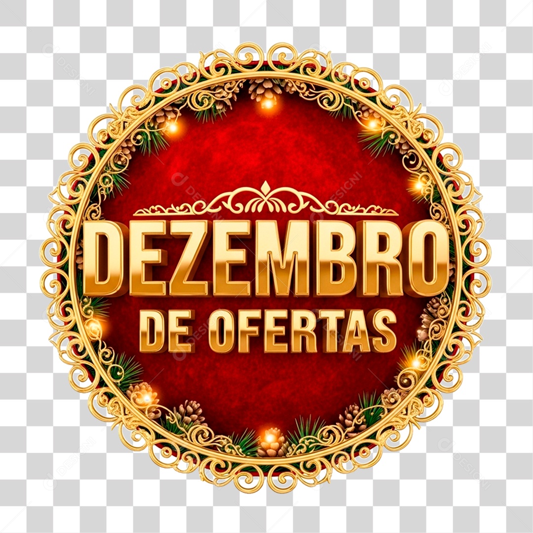 Selo 3D Dezembro de Ofertas PNG Transparente