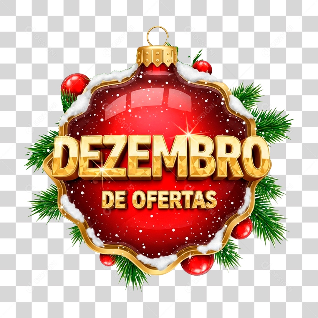 Selo 3D Dezembro de Ofertas PNG Transparente