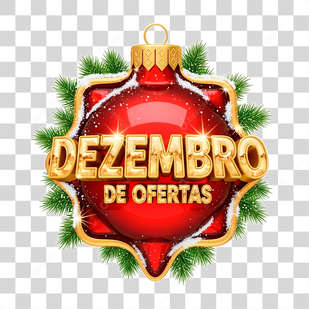 Selo 3D Dezembro de Ofertas PNG Transparente