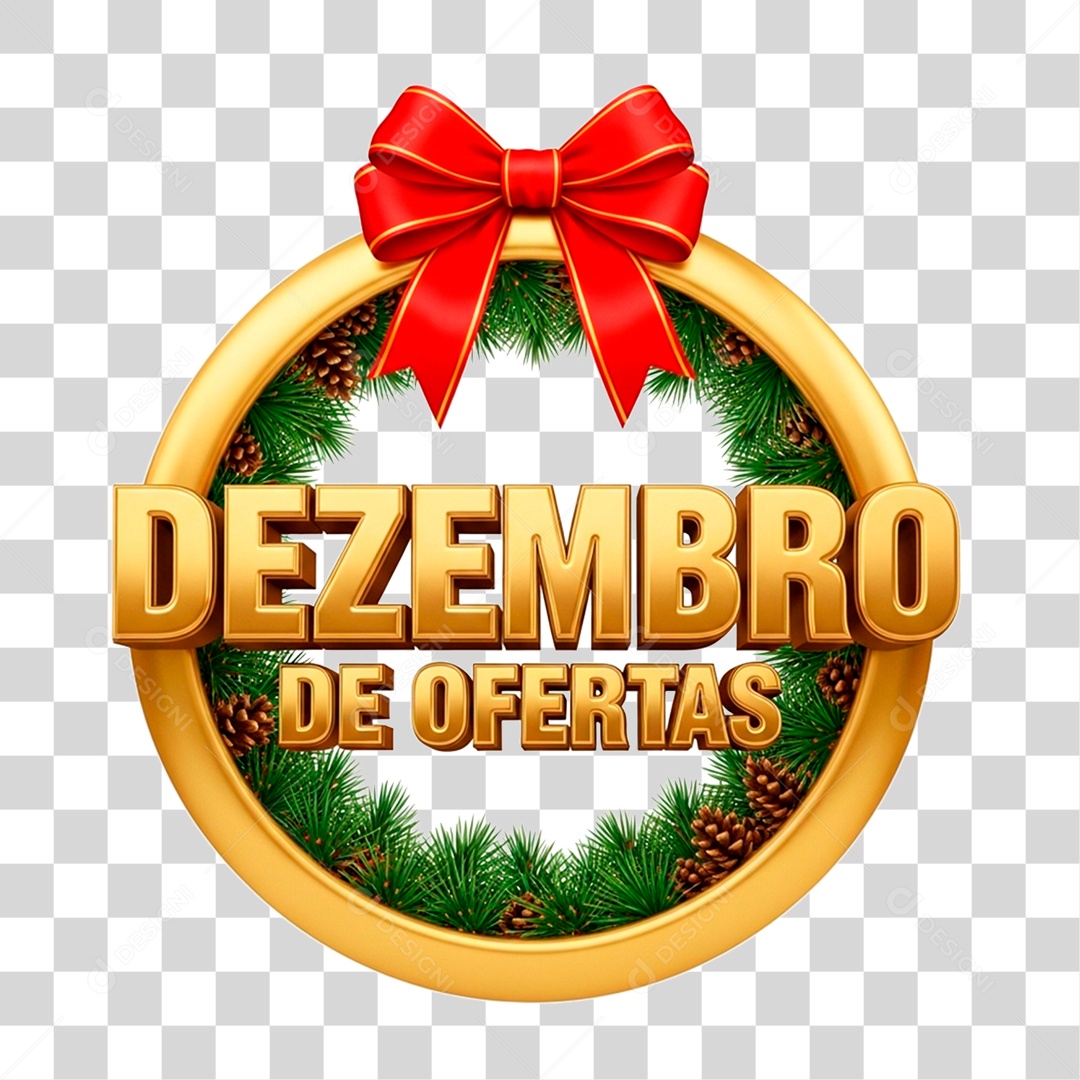 Selo 3D Dezembro de Ofertas PNG Transparente