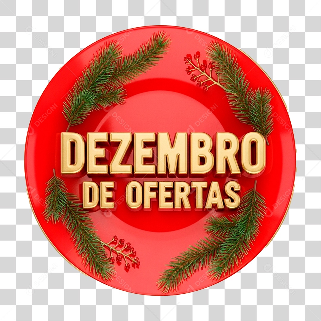 Selo 3D Dezembro de Ofertas PNG Transparente