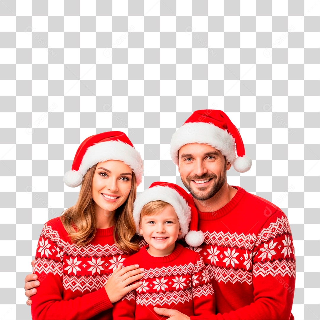 Família Feliz Usando Roupa Natalina PNG Transparente