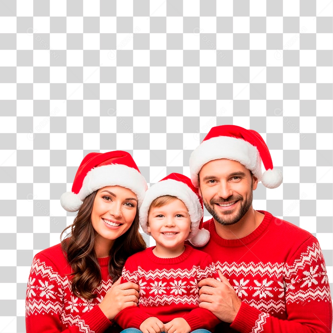 Família Feliz Usando Roupa Natalina PNG Transparente
