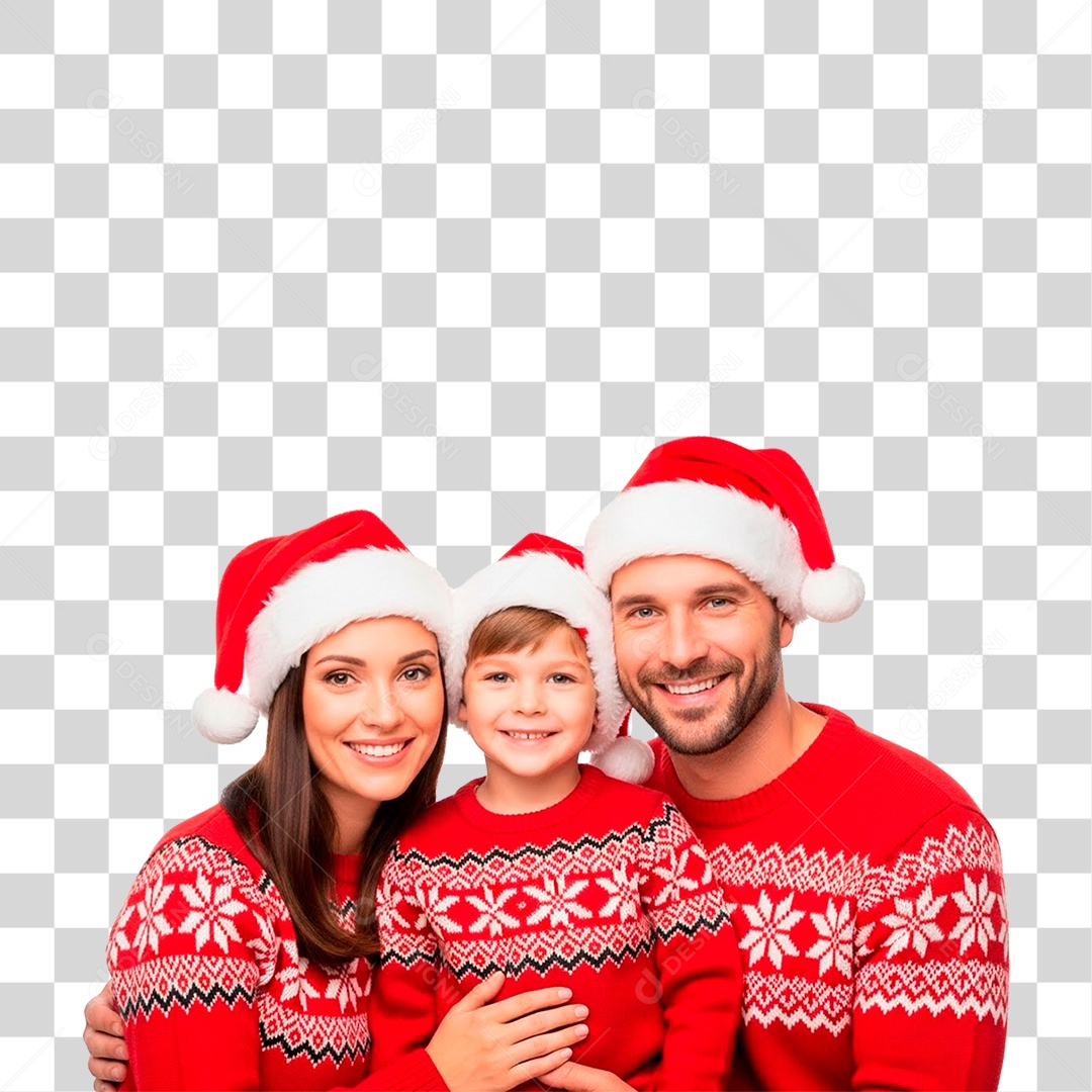 Família Feliz Usando Roupa Natalina PNG Transparente