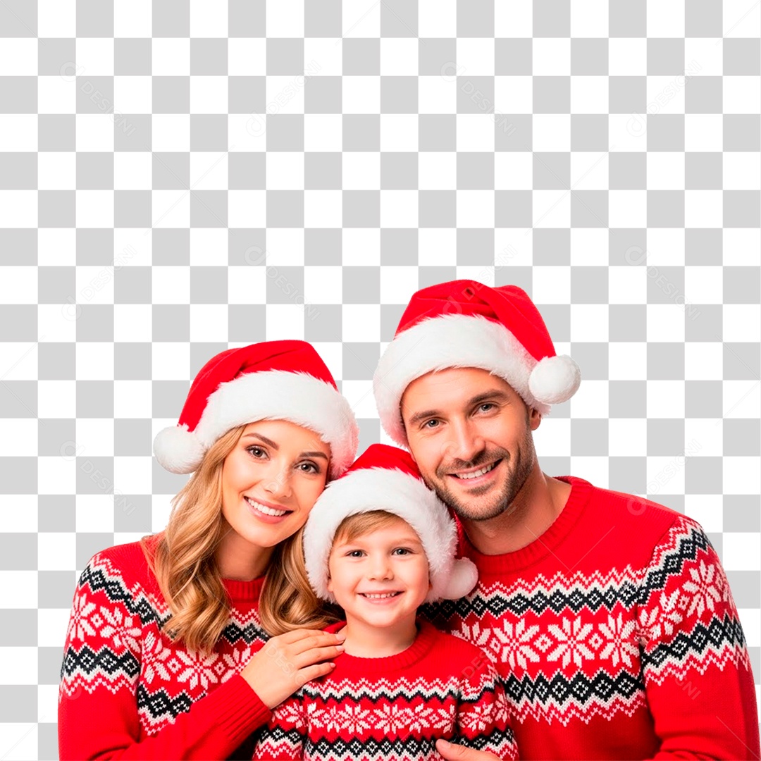 Família Feliz Usando Roupa Natalina PNG Transparente