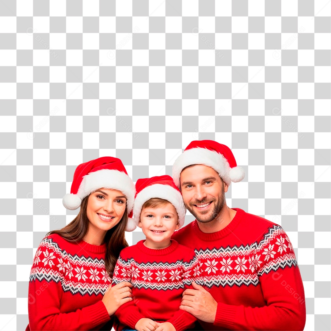 Família Feliz Usando Roupa Natalina PNG Transparente