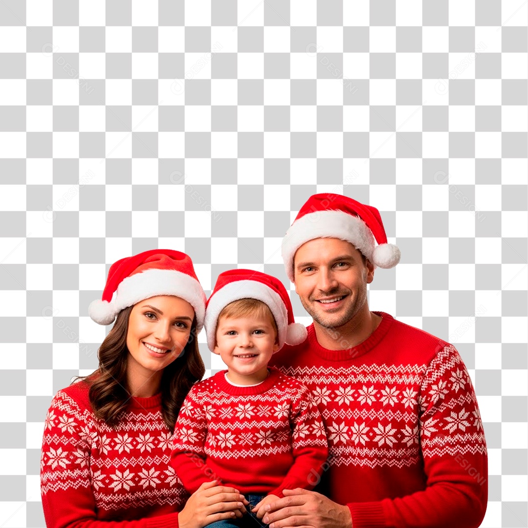 Família Feliz Usando Roupa Natalina PNG Transparente