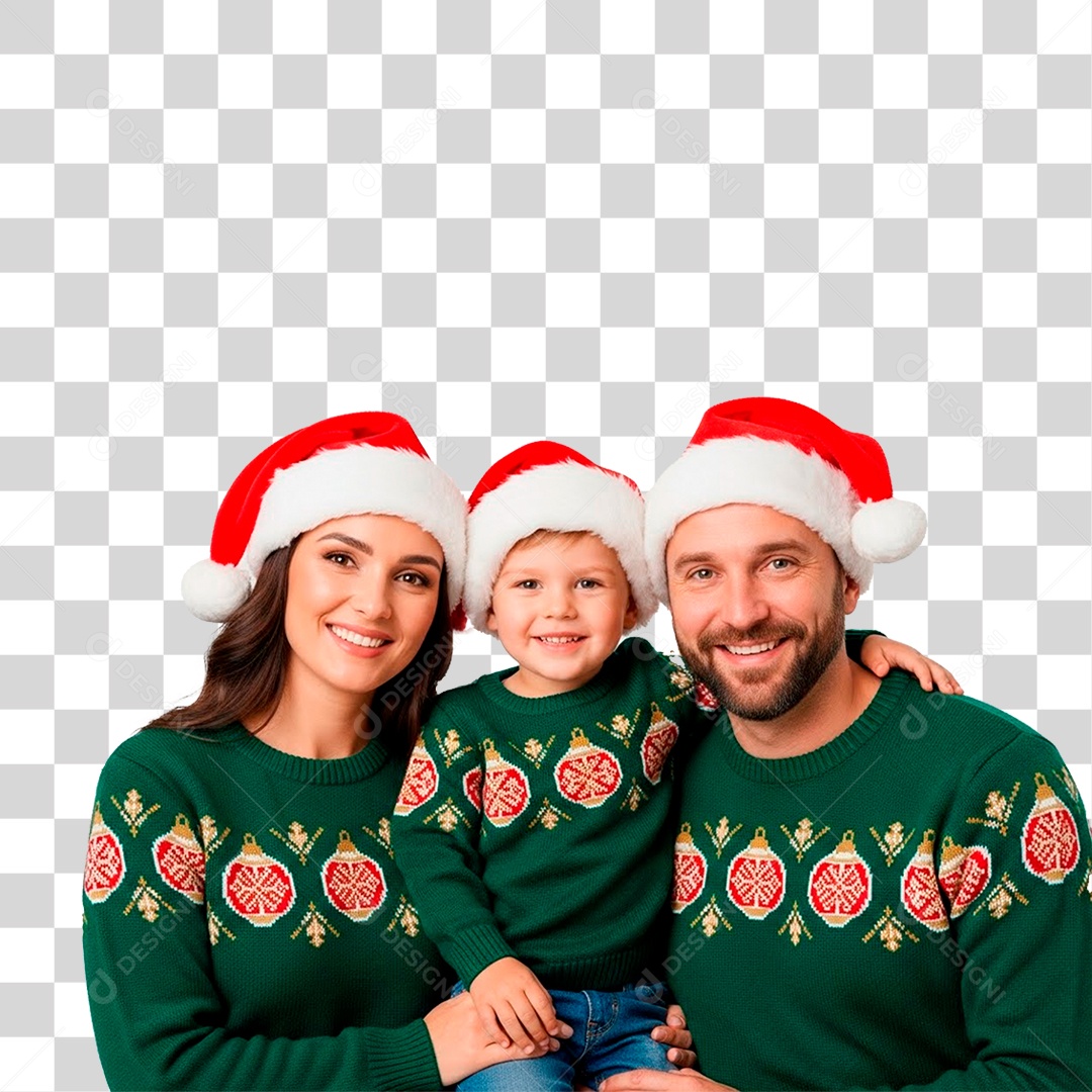 Família Feliz Usando Roupa Natalina PNG Transparente