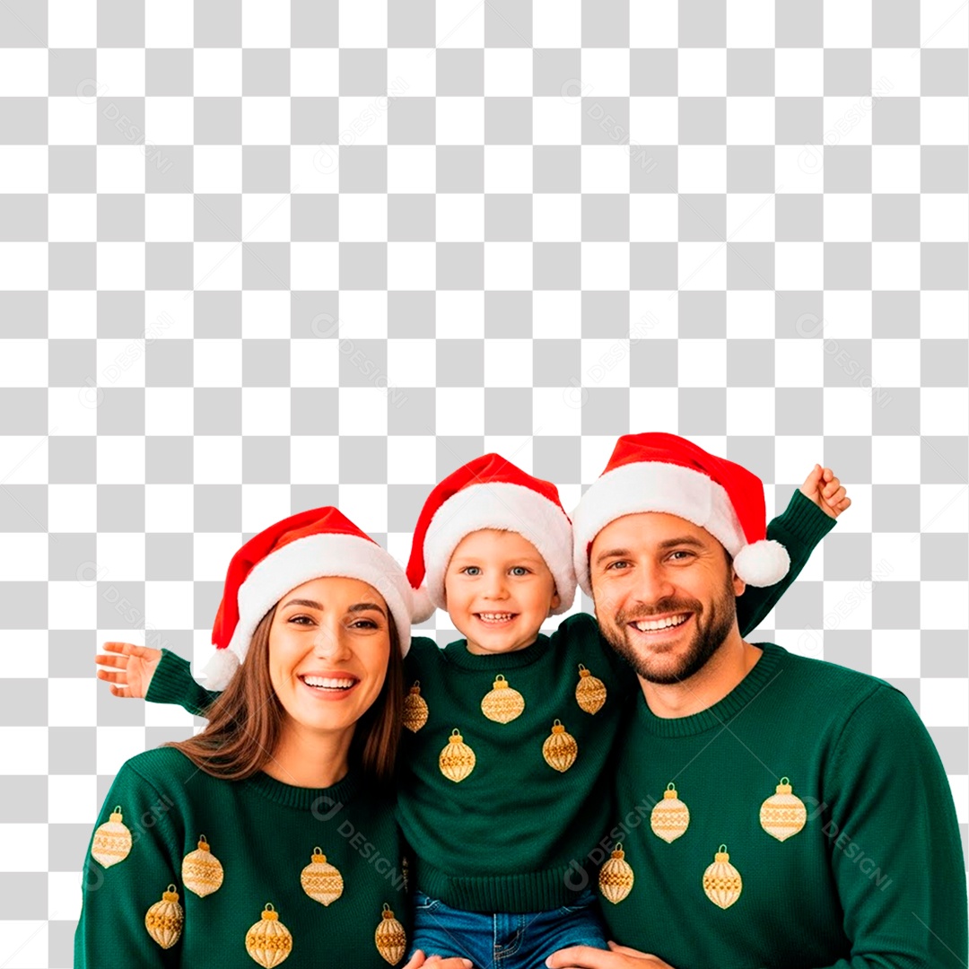 Família Feliz Usando Roupa Natalina PNG Transparente
