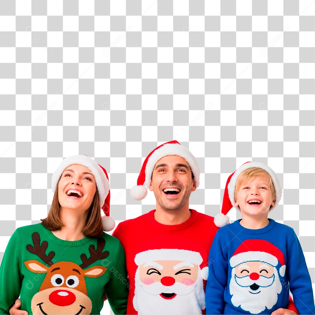 Família Feliz Usando Roupa Natalina PNG Transparente