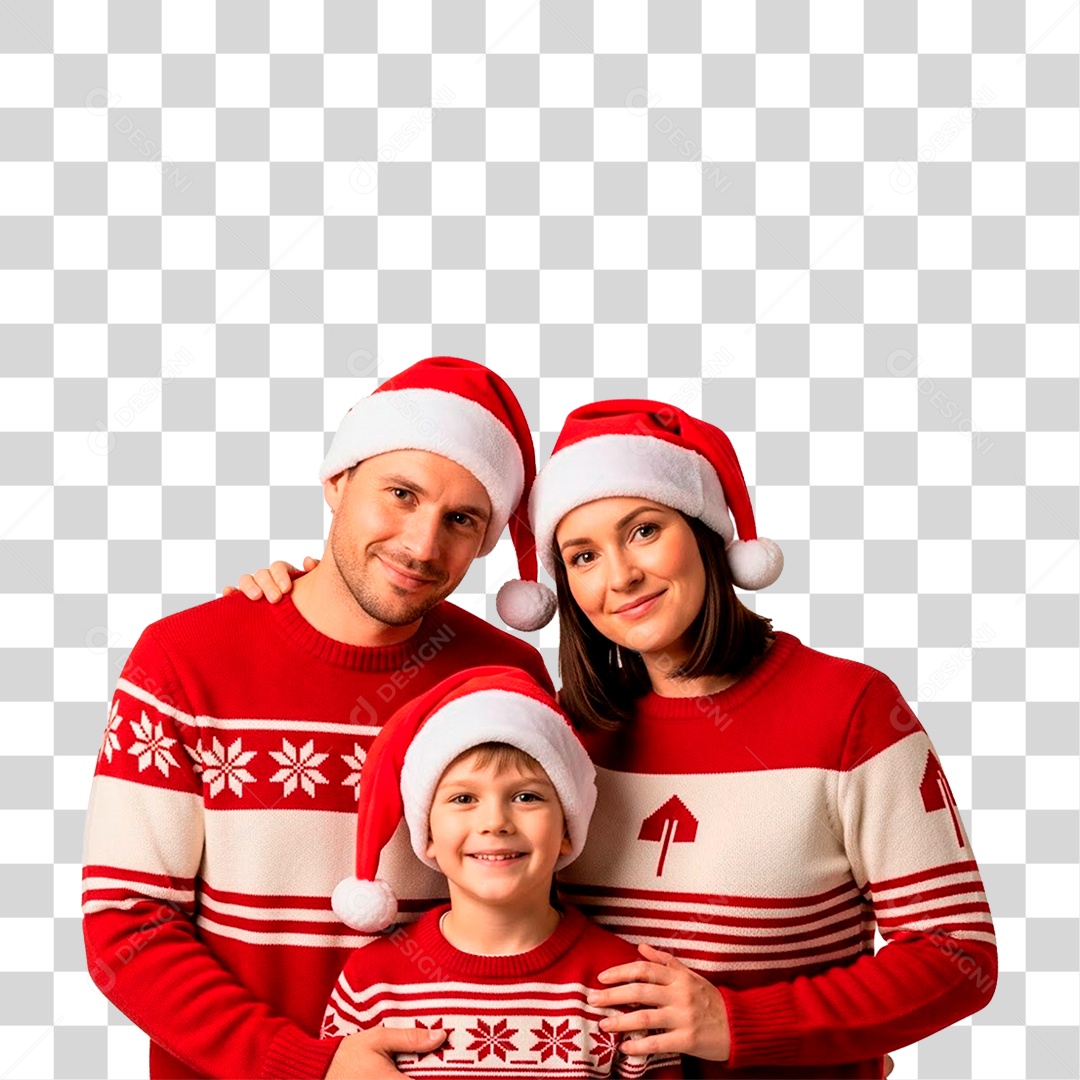 Família Feliz Usando Roupa Natalina PNG Transparente