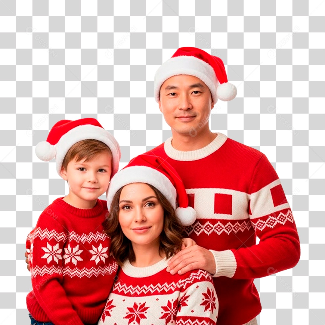 Família Feliz Usando Roupa Natalina PNG Transparente