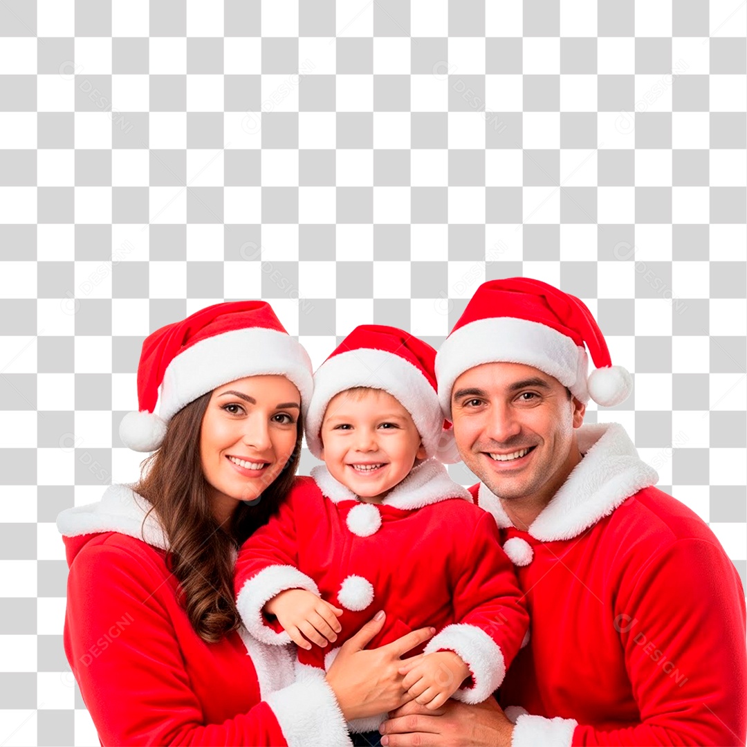 Família Feliz Usando Roupa Natalina PNG Transparente