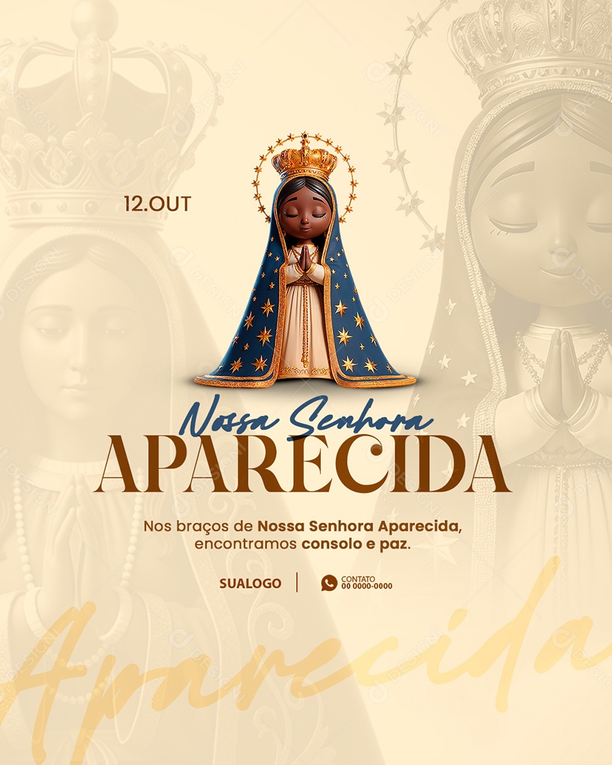 12 De Outubro Dia de Nossa Senhora Nos Braços de Nossa Senhora Feed Social Media PSD Editável