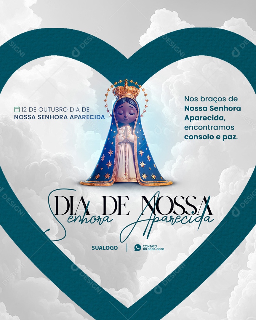 12 De Outubro Dia de Nossa Senhora Nos Braços Social Media PSD Editável
