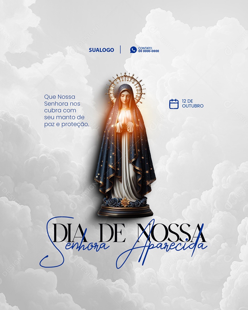 12 De Outubro Dia de Nossa Senhora Paz e Proteção Social Media PSD Editável