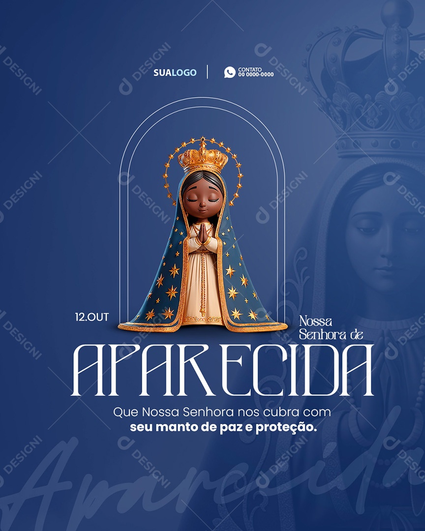 12 De Outubro Dia de Nossa Senhora Que Nossa Senhora Nos Cubra Social Media PSD Editável