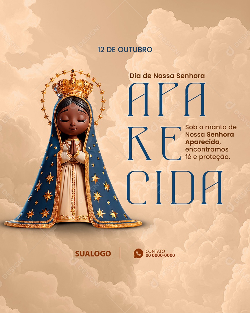12 De Outubro Dia de Nossa Senhora Sob o Manto de Nossa Senhora Feed Social Media PSD Editável