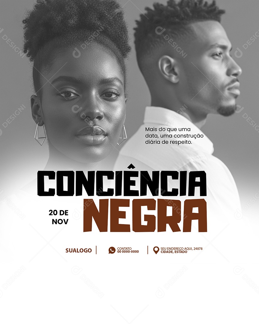 20 de Novembro dia da Conciência Negra Mais do Que Uma Data Social Media PSD Editável