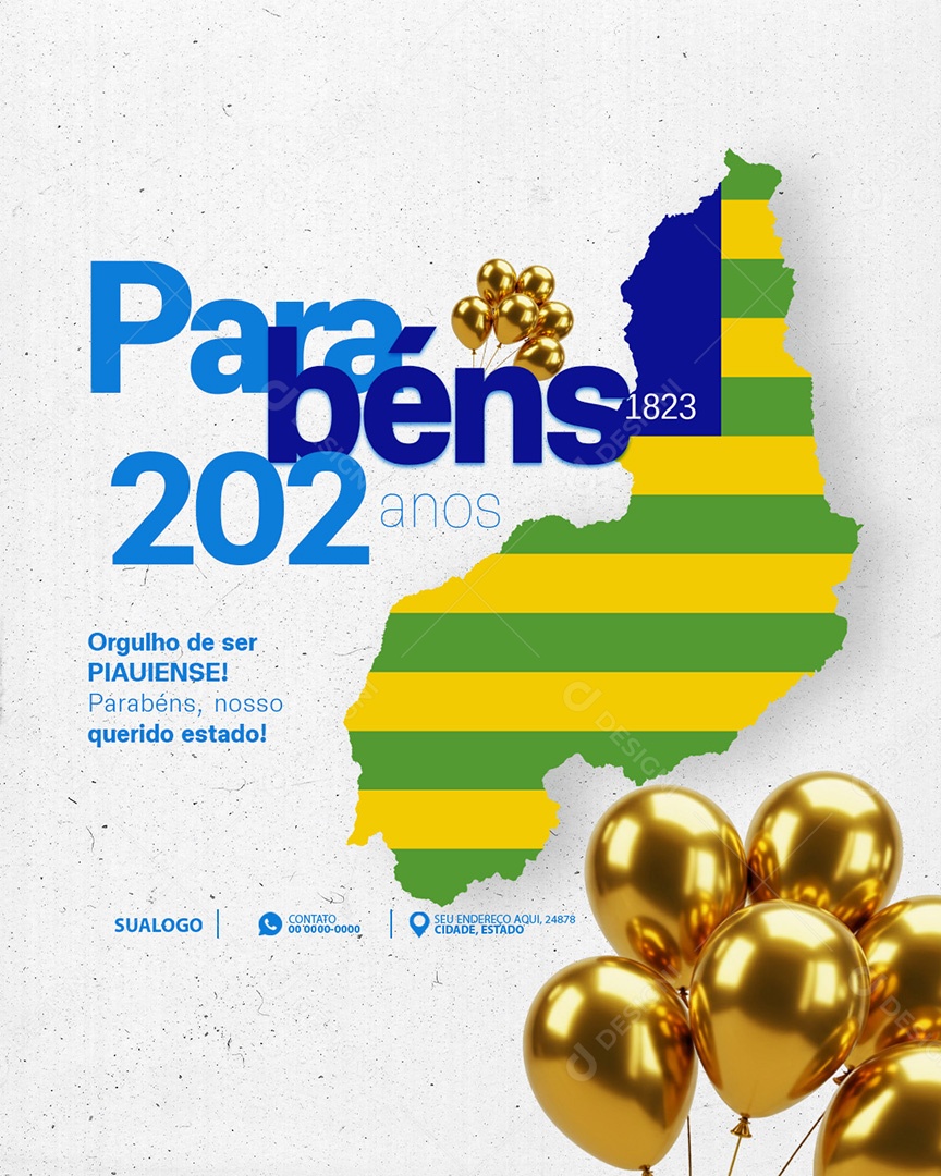 Dia do Piauí 19 de Outubro 202 Anos Social Media PSD Editável