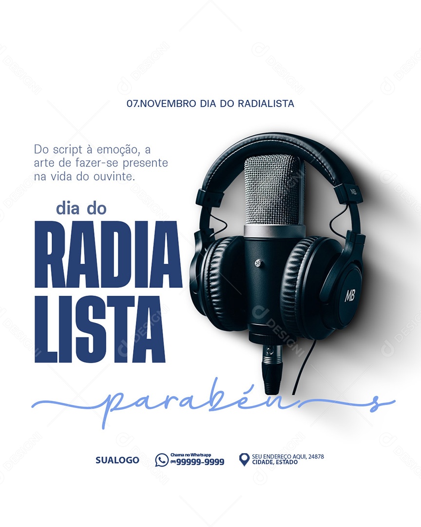 Dia do Radialista 7 de Novembro Do Script Social Media PSD Editável