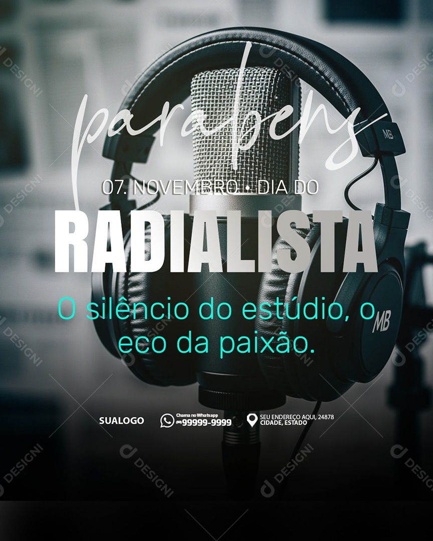 Dia do Radialista 7 de Novembro O Silêncio do Estúdio Social Media PSD Editável