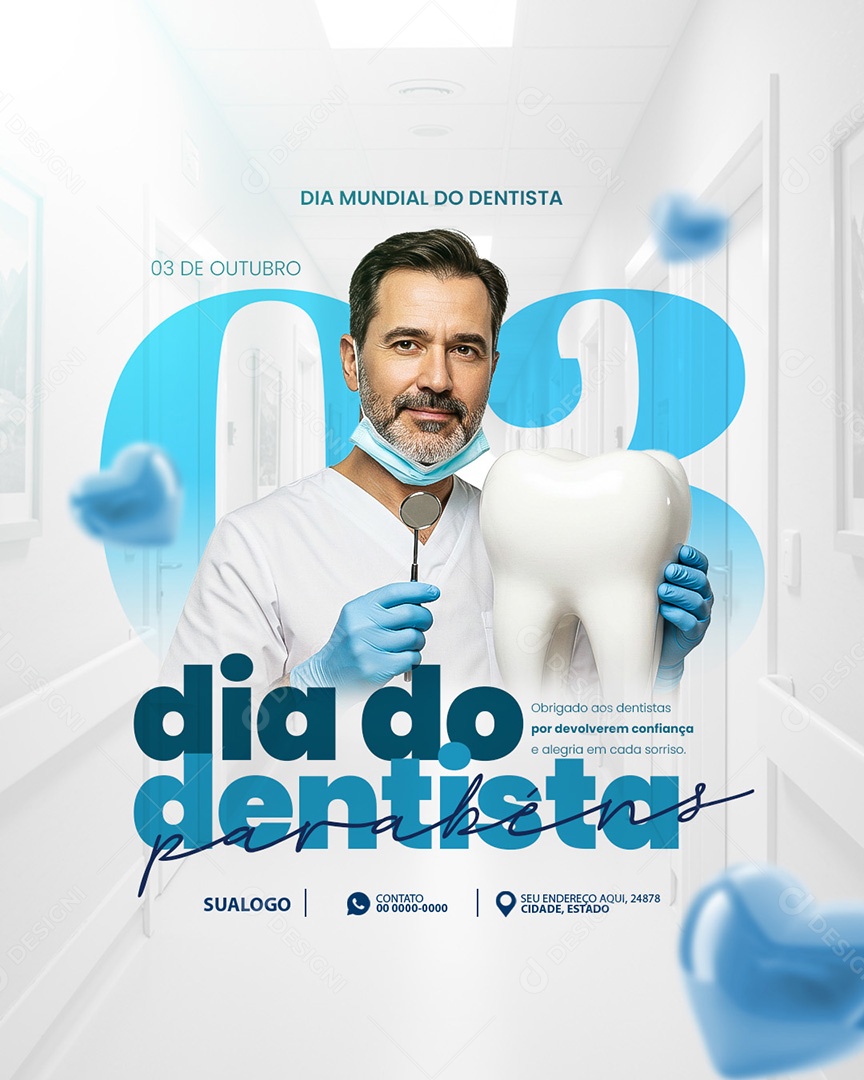 Dia Mundial Do Dentista 03 de Outubro Obrigado Social Media PSD Editável