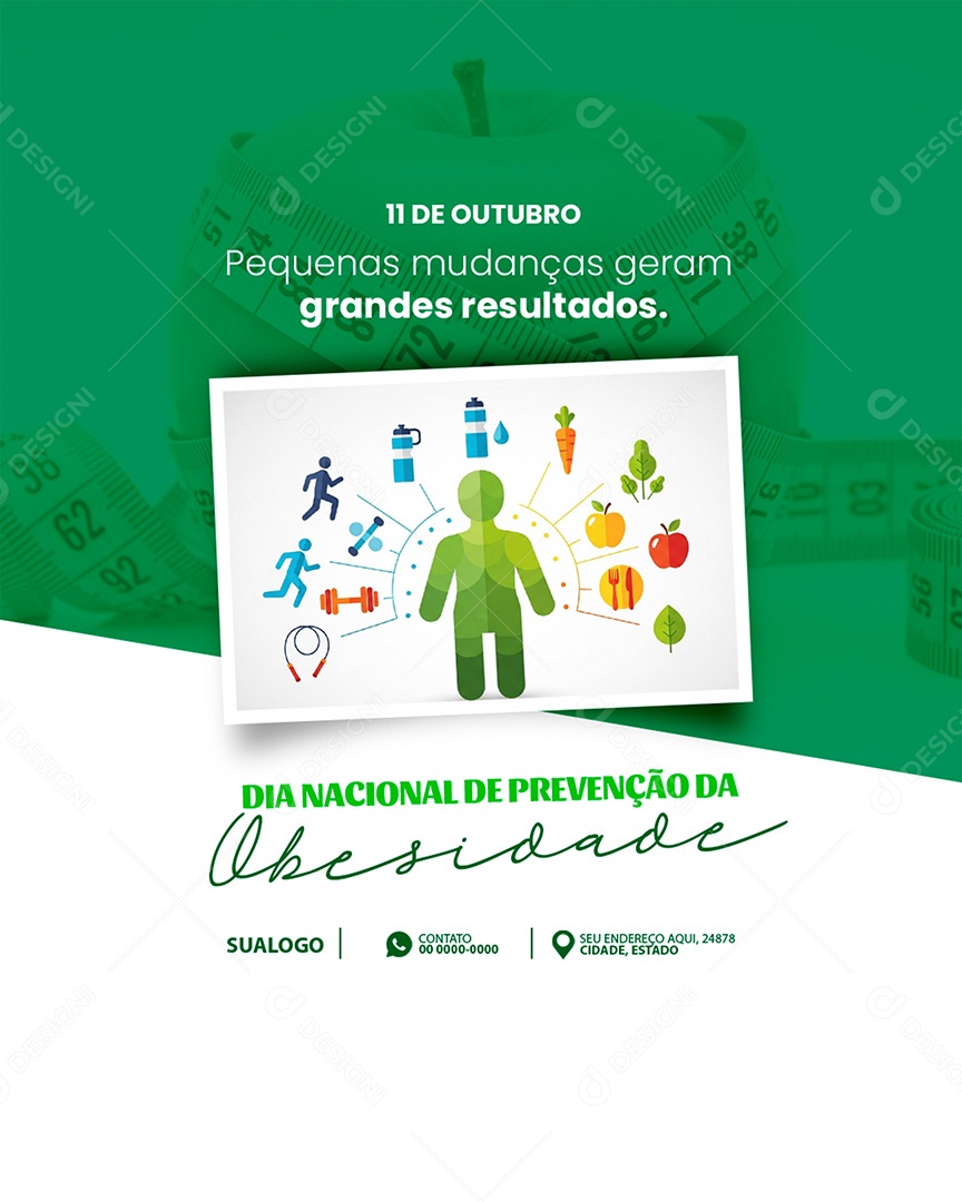 Dia Nacional de Prevenção da Obesidade 11 de Outubro Pequenas Mudanças Social Media PSD Esitável