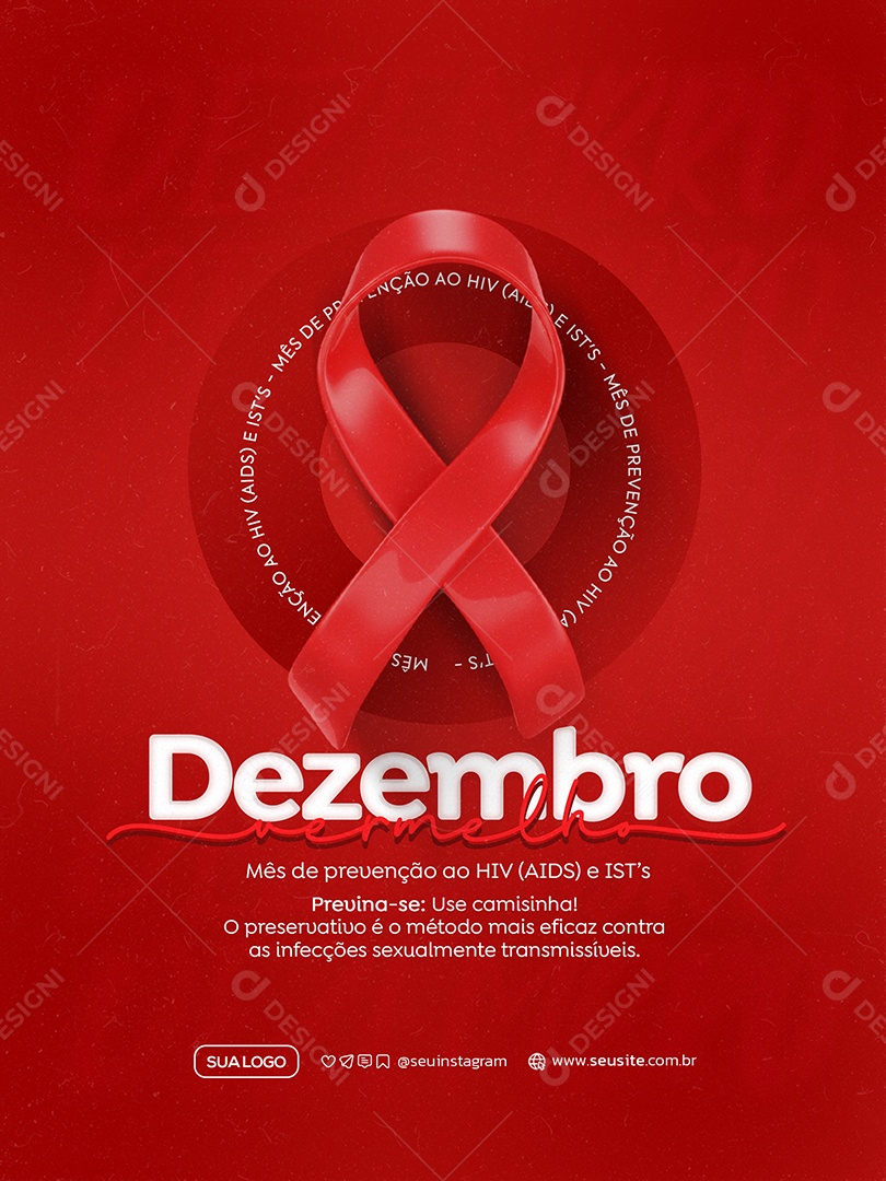 Dezembro Vermelho Mês de Prevenção a HIV Aids Media PSD Editável