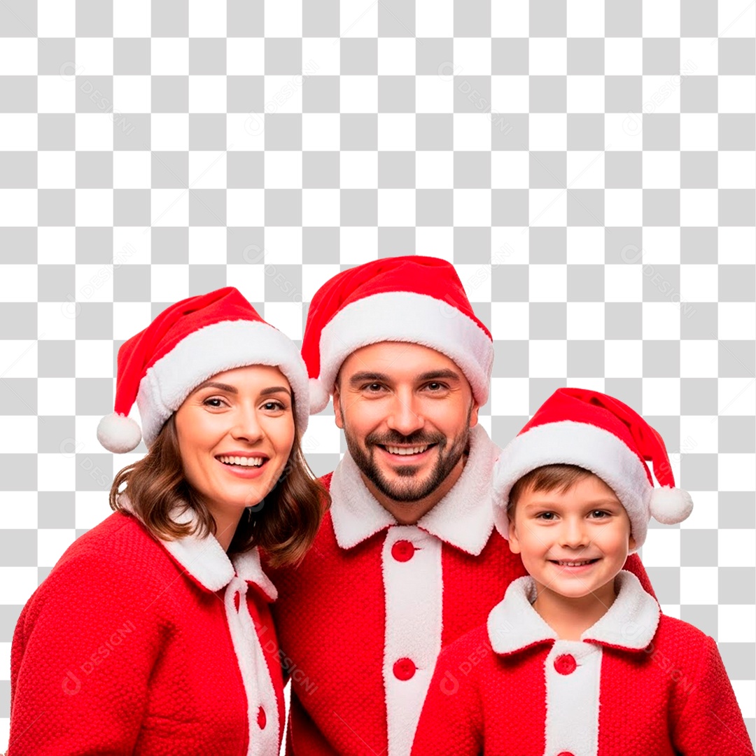 Família Feliz Usando Roupa Natalina PNG Transparente