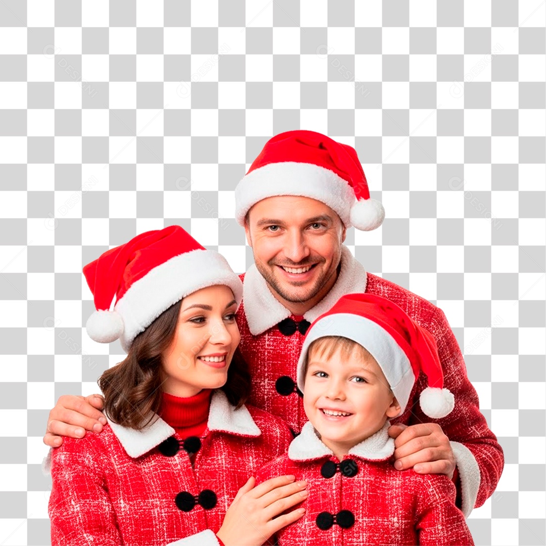 Família Feliz Usando Roupa Natalina PNG Transparente
