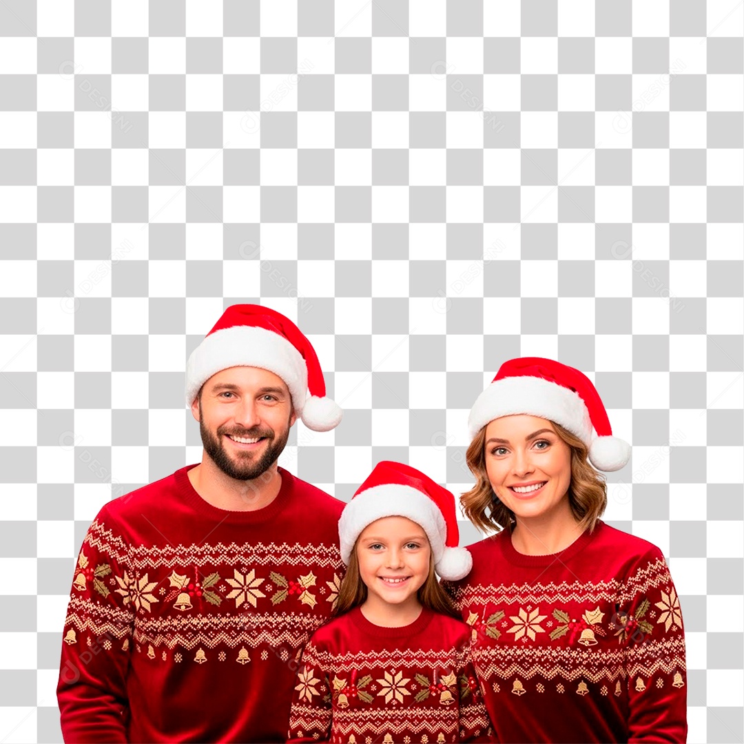 Família Feliz Usando Roupa Natalina PNG Transparente