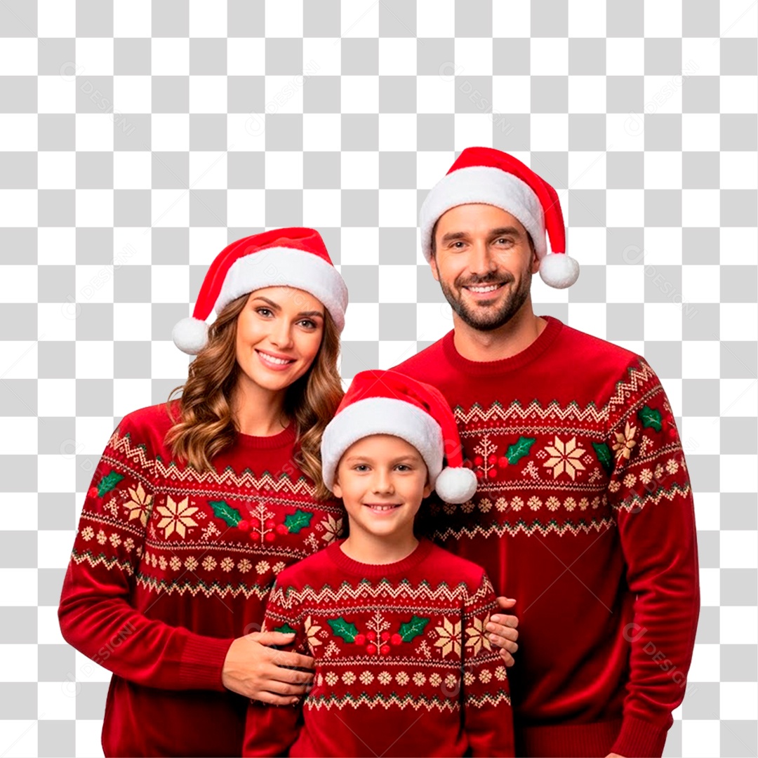 Família Feliz Usando Roupa Natalina PNG Transparente