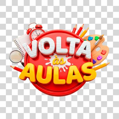 Selo 3D Volta às Aulas PNG Transparente