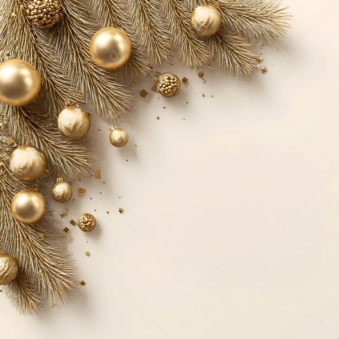 Linda decorações de Natal douradas sob fundo isolado