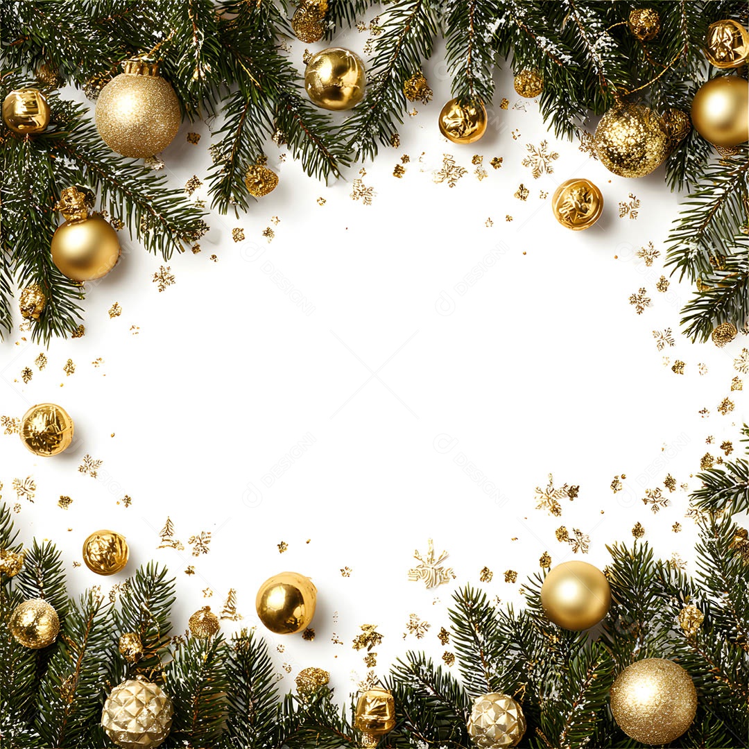 Linda decorações de Natal douradas sob fundo isolado