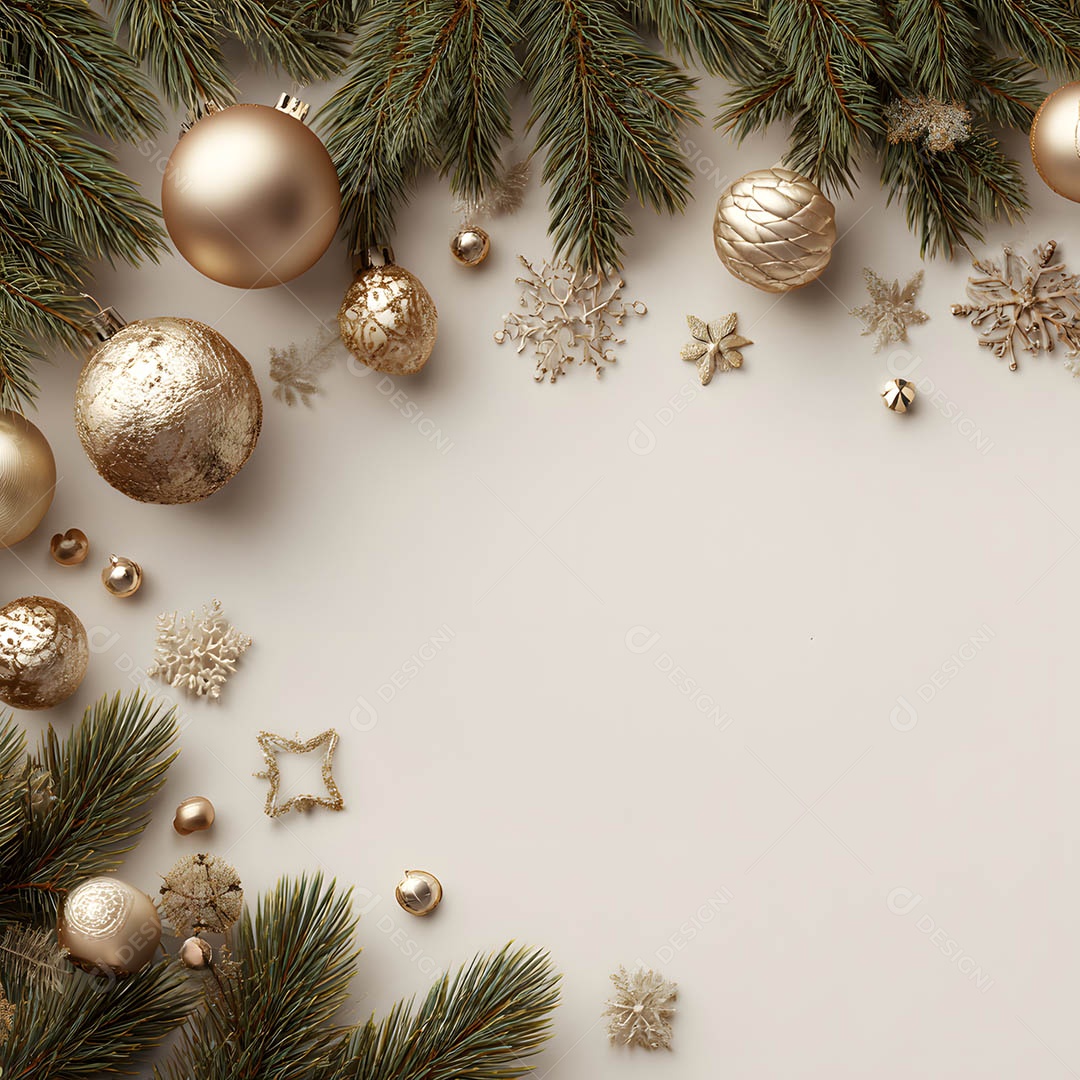 Linda decorações de Natal douradas sob fundo isolado