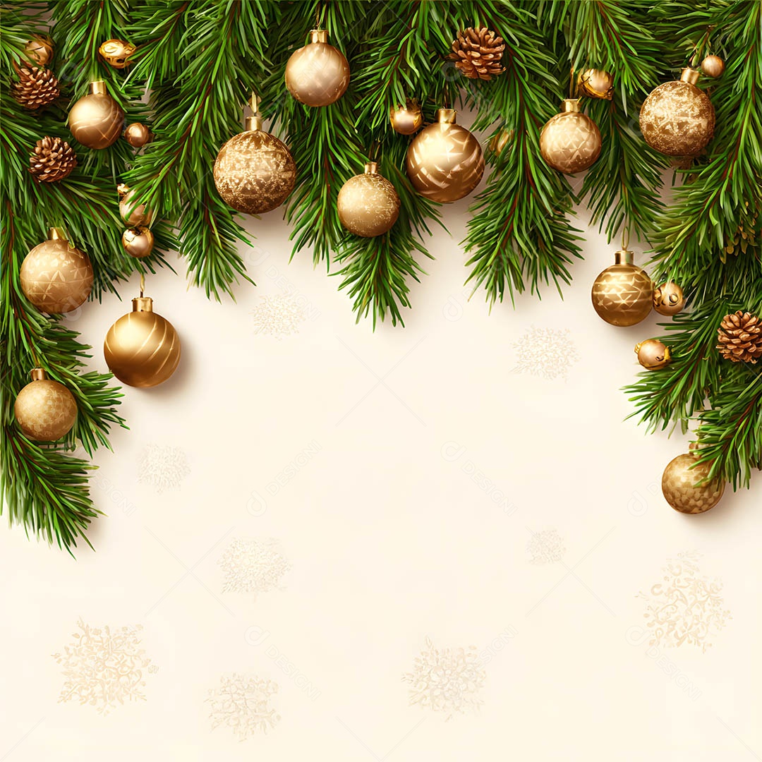 Linda decorações de Natal douradas sob fundo isolado