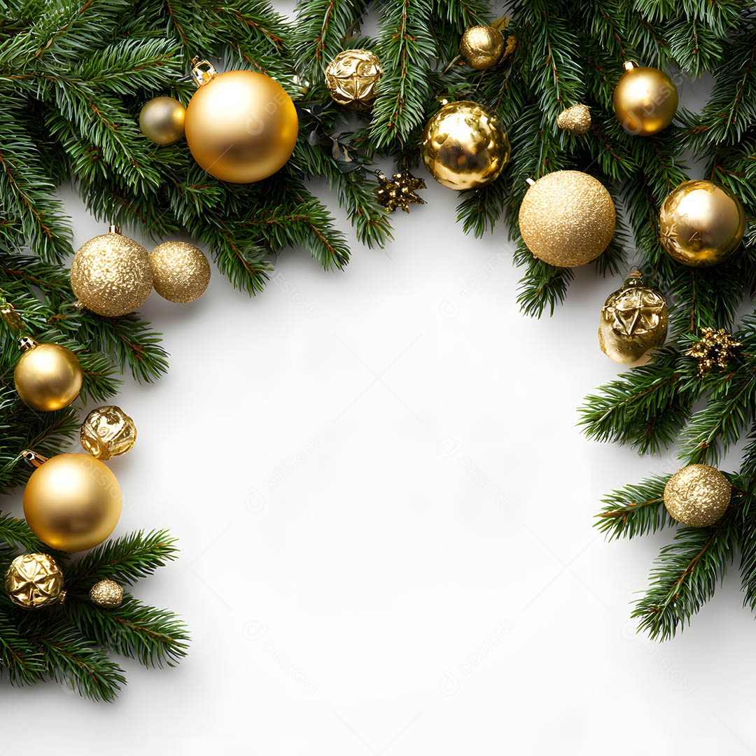 Linda decorações de Natal sob fundo branco isolado