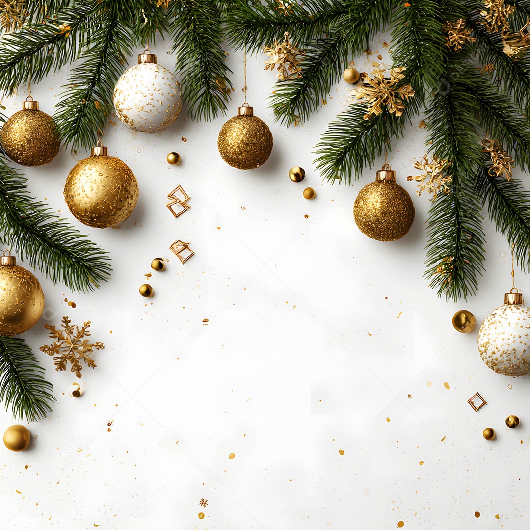 Linda decorações de Natal sob fundo branco isolado