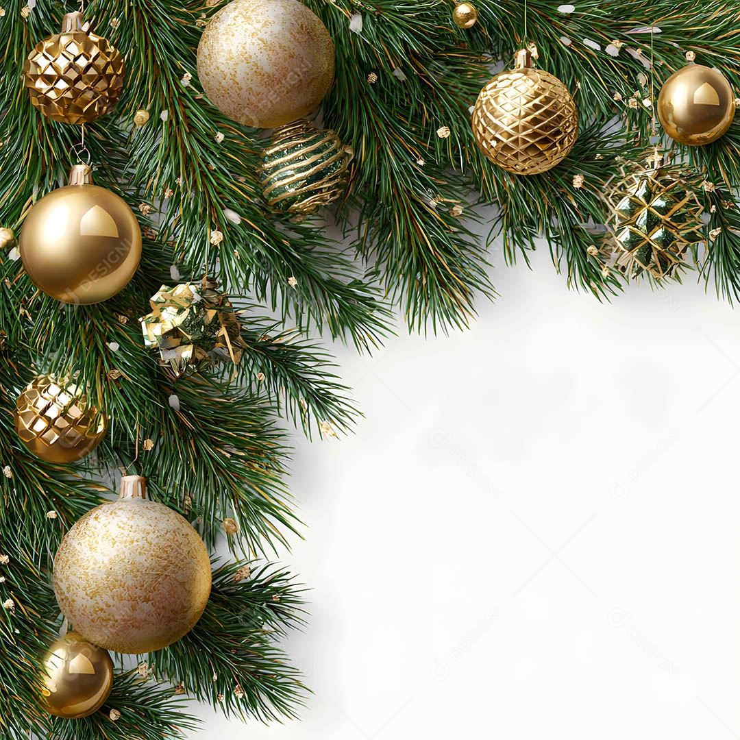 Linda decorações de Natal sob fundo branco isolado