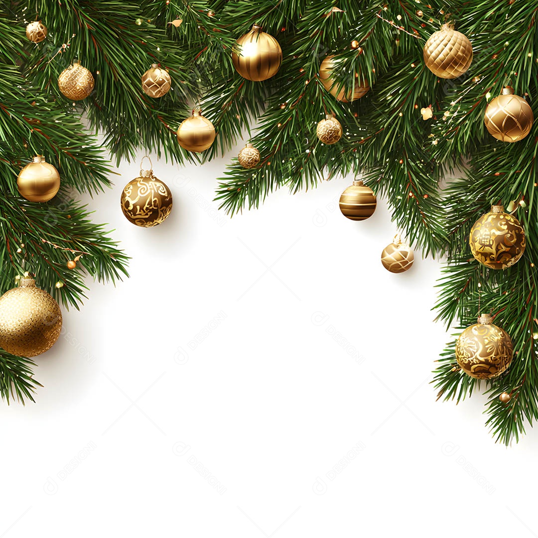 Linda decorações de Natal sob fundo branco isolado