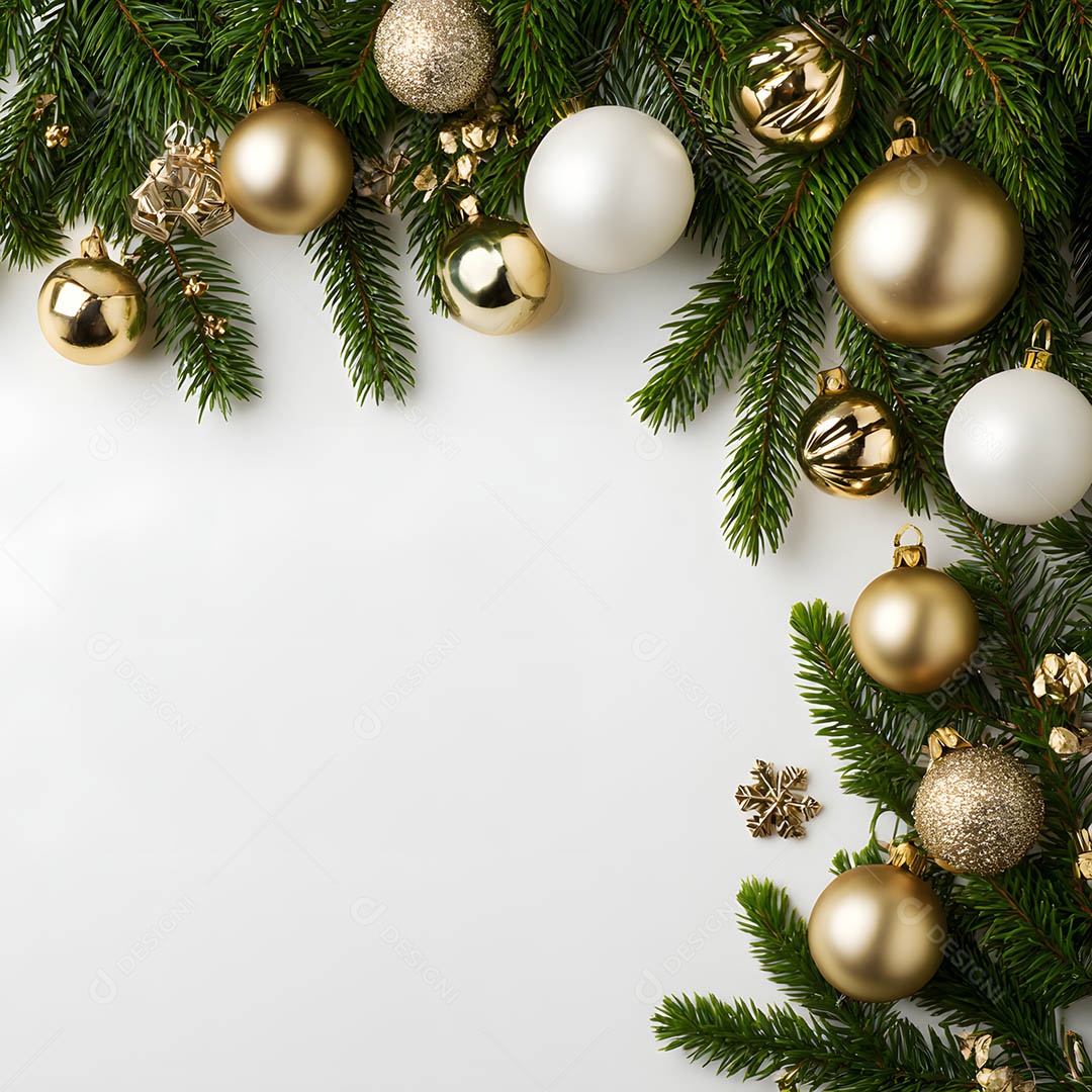 Linda decorações de Natal sob fundo branco isolado