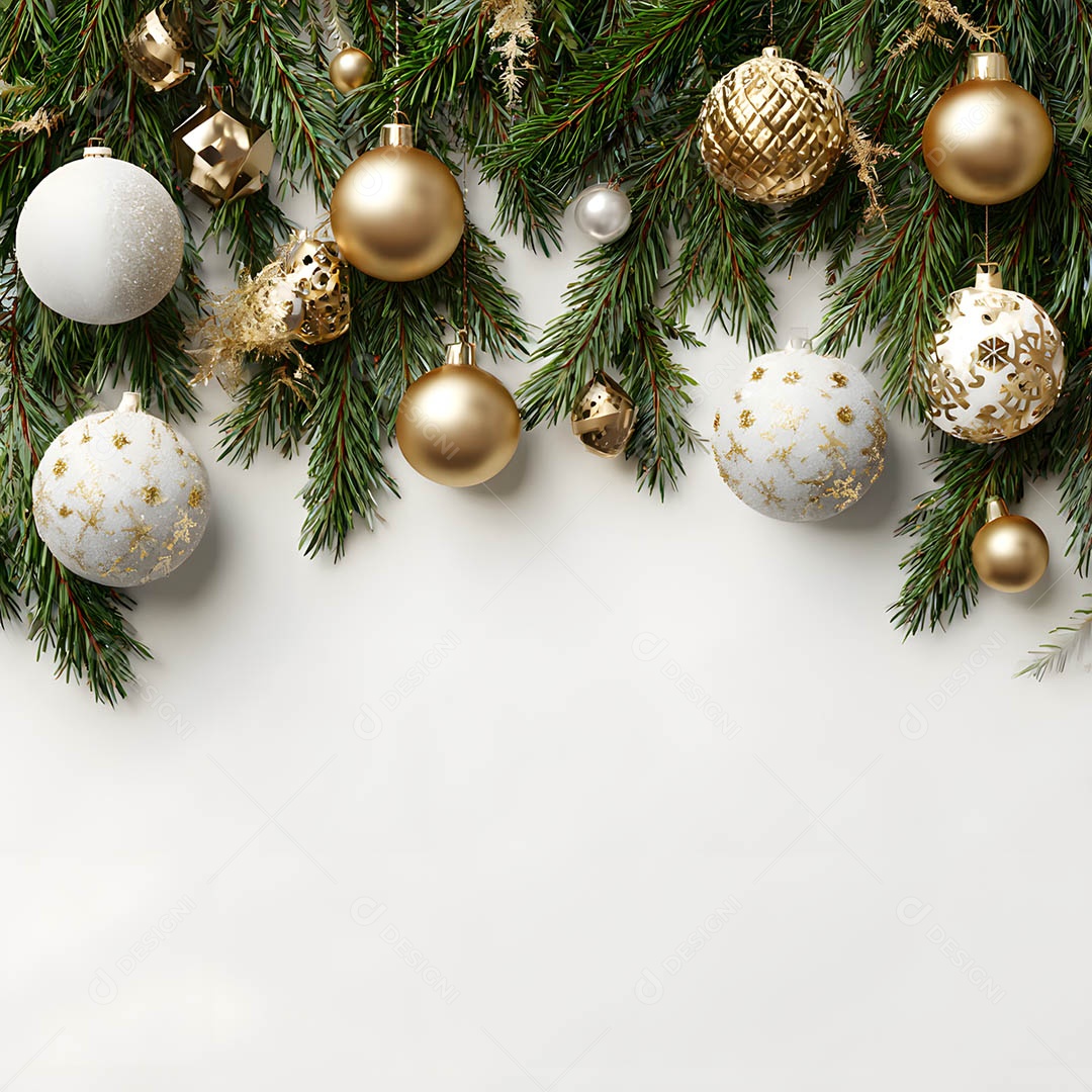 Linda decorações de Natal sob fundo branco isolado