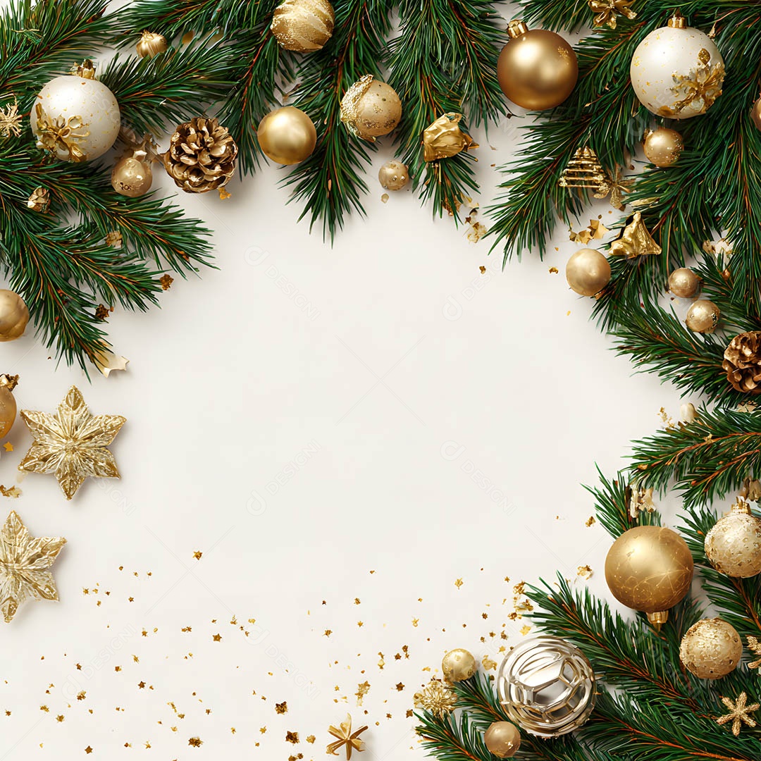 Linda decorações de Natal sob fundo branco isolado