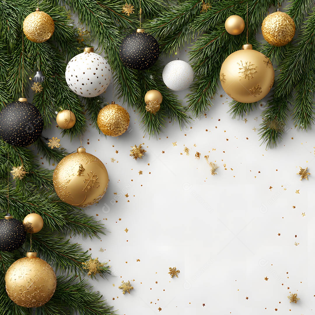 Linda decorações de Natal sob fundo branco isolado