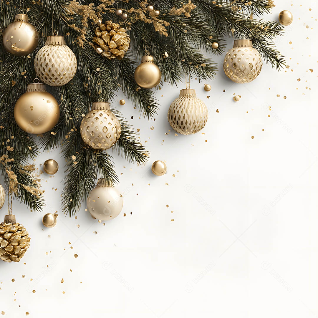 Linda decorações de Natal sob fundo branco isolado